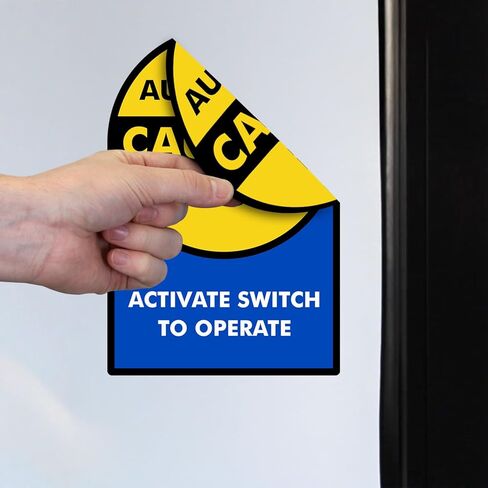 SmartSign - L-245-W2-6OD "Caution - Automatic Door" Two-Sided Glass Door Decal | 6" Diameter Black on Yellow in Saudi Arabia