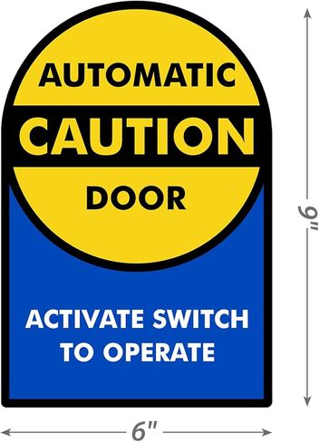 SmartSign - L-245-W2-6OD "Caution - Automatic Door" Two-Sided Glass Door Decal | 6" Diameter Black on Yellow in Saudi Arabia