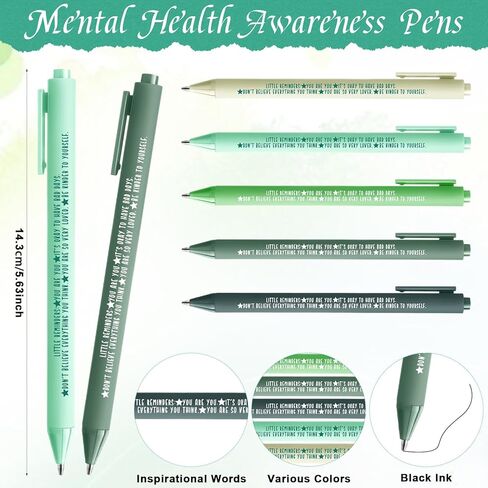 25 Sets Mental Health Gifts Bulk Green Ribbon Notepads and Pens Inspirational Notebooks for Classroom Office Team Staff Favors in Saudi Arabia