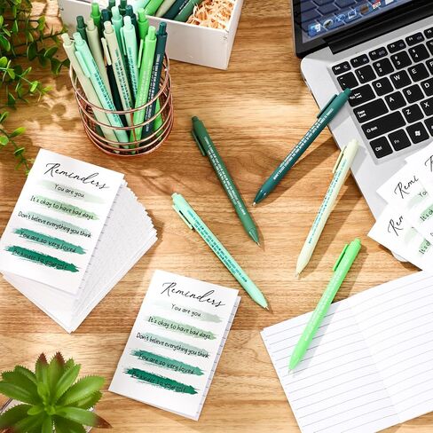 25 Sets Mental Health Gifts Bulk Green Ribbon Notepads and Pens Inspirational Notebooks for Classroom Office Team Staff Favors in Saudi Arabia
