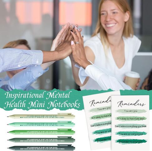 25 Sets Mental Health Gifts Bulk Green Ribbon Notepads and Pens Inspirational Notebooks for Classroom Office Team Staff Favors in Saudi Arabia