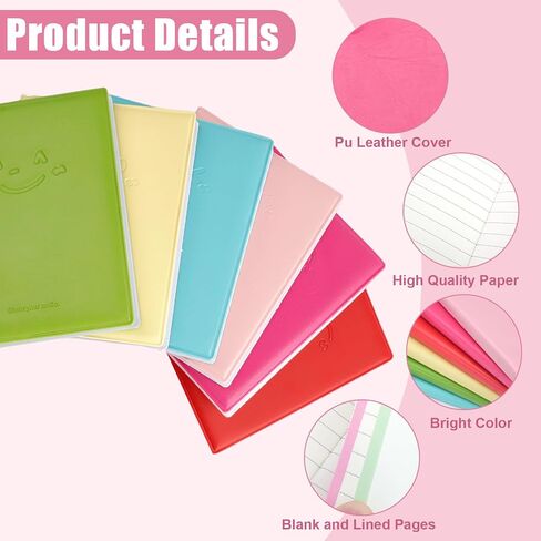 QUMENEY Mini Pocket Notebook, Cute Small Diary Notepads Lined Memo with PU Leather Case, Portable Blank Notebook Travel Journals Sketchbook (12, 6 Colors) in Saudi Arabia