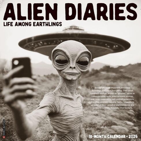 Willow Creek Press, Alien Diaries 2026 Wall Calendar, 12'' X 12'', 18-Month Calendar with Stapled Binding in Saudi Arabia