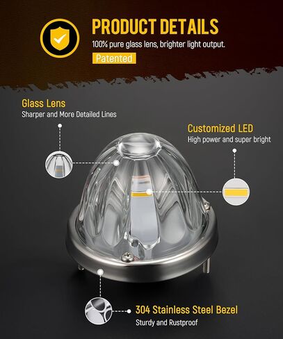 Partsam 2 قطعة أضواء البطيخ الزجاجية عدسة واضحة الضوء الأرجواني LED أضواء التخليص الجانبية مع استبدال الحافة لشاحنات Kenworth Peterbilt Freightliner in Kuwait