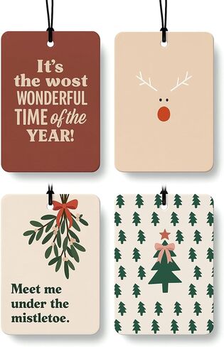 Boho Christmas Car Air Freshener 4 Pcs, Coquette Mistletoe Xmas Tree Reindeer Hanging Air Freshener for Cars Closet Drawer Books, Christmas Car Accessories Mirror Decor for Women Girls in Saudi Arabia