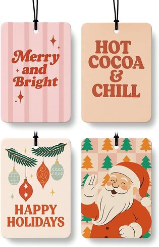 Boho Christmas Car Air Freshener 4 Pcs, Coquette Mistletoe Xmas Tree Reindeer Hanging Air Freshener for Cars Closet Drawer Books, Christmas Car Accessories Mirror Decor for Women Girls in Saudi Arabia