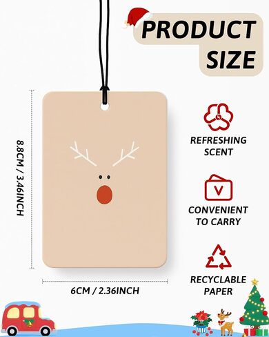 Boho Christmas Car Air Freshener 4 Pcs, Coquette Mistletoe Xmas Tree Reindeer Hanging Air Freshener for Cars Closet Drawer Books, Christmas Car Accessories Mirror Decor for Women Girls in Saudi Arabia