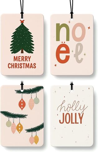 Boho Christmas Car Air Freshener 4 Pcs, Coquette Mistletoe Xmas Tree Reindeer Hanging Air Freshener for Cars Closet Drawer Books, Christmas Car Accessories Mirror Decor for Women Girls in Saudi Arabia