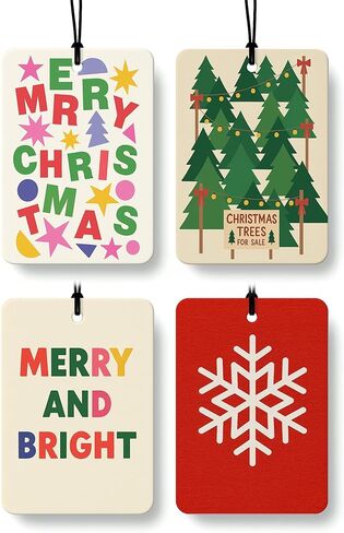 Boho Christmas Car Air Freshener 4 Pcs, Coquette Mistletoe Xmas Tree Reindeer Hanging Air Freshener for Cars Closet Drawer Books, Christmas Car Accessories Mirror Decor for Women Girls in Saudi Arabia