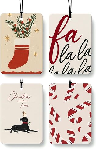 Boho Christmas Car Air Freshener 4 Pcs, Coquette Mistletoe Xmas Tree Reindeer Hanging Air Freshener for Cars Closet Drawer Books, Christmas Car Accessories Mirror Decor for Women Girls in Saudi Arabia