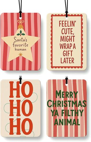 Boho Christmas Car Air Freshener 4 Pcs, Coquette Mistletoe Xmas Tree Reindeer Hanging Air Freshener for Cars Closet Drawer Books, Christmas Car Accessories Mirror Decor for Women Girls in Saudi Arabia