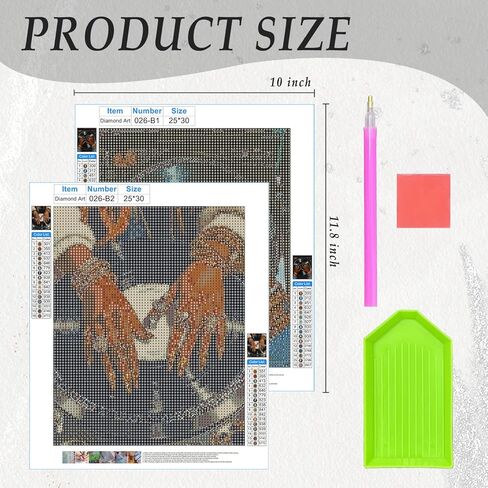 JWVK Vintage Vinyl Record Diamond Art Kits 2 Pack, African American Gifts for Black Women DIY Diamond Gem Painting Art Kits for Girls Adults Beginners, Gifts for Vinyl Record Lovers 10x11.8 Inch in Saudi Arabia