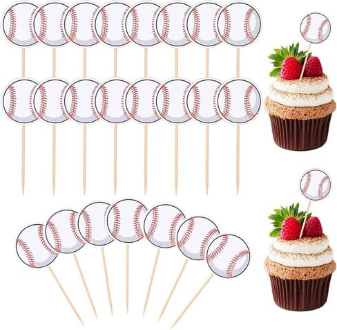48 Pcs Baseball Cupcake Toppers, Baseball Party Decorations Sport Ball Cupcake Toothpicks for SportsThemed Birthday Party Cake Decorations in Saudi Arabia