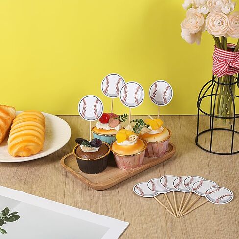 48 Pcs Baseball Cupcake Toppers, Baseball Party Decorations Sport Ball Cupcake Toothpicks for SportsThemed Birthday Party Cake Decorations in Saudi Arabia