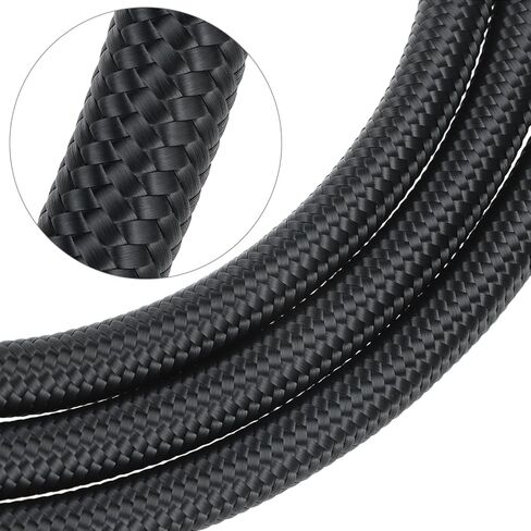 QWORK 8AN Fuel Line, AN8 Braided Fuel Hose, 10FT Nylon Fuel Hose Line, Black with 750 psi Maximum Working Pressure in Saudi Arabia
