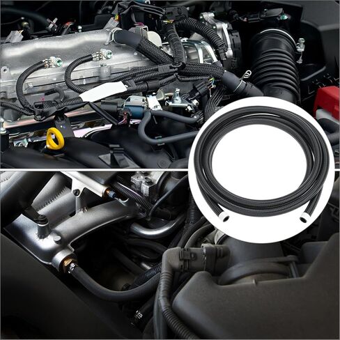 QWORK 8AN Fuel Line, AN8 Braided Fuel Hose, 10FT Nylon Fuel Hose Line, Black with 750 psi Maximum Working Pressure in Saudi Arabia