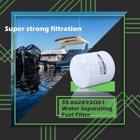 35-802893Q01 فلتر الوقود الذي يفصل الماء متوافق مع محركات ميركوري مارينر الخارجية MerCruiser Sterndrive والمحركات الداخلية (قطعة واحدة) in Saudi Arabia
