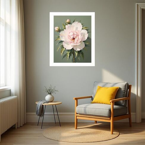 EnLvYY Paint by Numbers Kit for Adults 16x20in, DIY Acrylic Painting on Canvas, Elegant Pink Peony Floral Botanical Design, Unframed Beginner Wall Art for Home Decoration or Gift in Saudi Arabia
