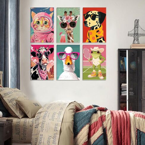 6 حيوانات مختلفة ترسم بالأرقام للبالغين، قطة، زرافة، كلب، بقرة، بطة، ضفدع، فن DIY ملون لرسم الحيوانات، طلاء من الأكريليك، قماش صغير، مجموعات رسم سهلة مقاس 8 × 12 بوصة بدون إطار in Saudi Arabia