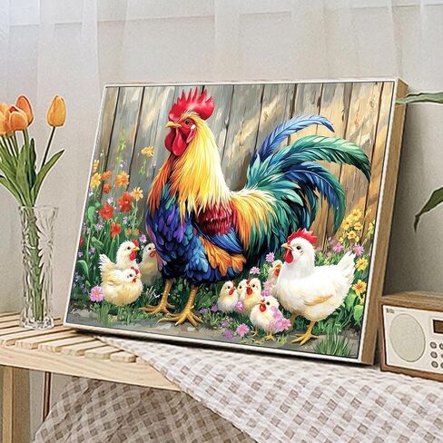 Paint by Numbers for Adult Kits, Rooster DIY Oil Painting by Number Kits for Adults Beginners on Canvas for Home Wall Decor Christmas Birthday Gifts 40X50cm/16x20in (No Frame) in Saudi Arabia