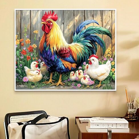 Paint by Numbers for Adult Kits, Rooster DIY Oil Painting by Number Kits for Adults Beginners on Canvas for Home Wall Decor Christmas Birthday Gifts 40X50cm/16x20in (No Frame) in Saudi Arabia