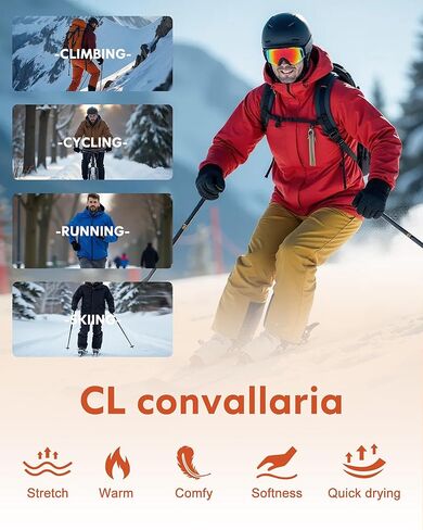 CL convallaria Men's Thermal Pants Fleece Lined Long Johns Thermal Bottom Athletic Base Layer Cold Weather Gear 2/4 Pcs in Kuwait