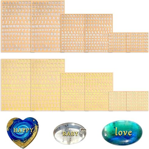 12Pcs Mini Alphabet Stickers, Gold Number Stickers & Gold Letter Stickers, Self Adhesive Glitter Graduation Cap Sticker, Upgraded Cute Handwriting Letter Vinyl Sticker for Scrapbook Greeting Christmas in Saudi Arabia