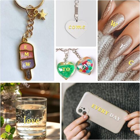 12Pcs Mini Alphabet Stickers, Gold Number Stickers & Gold Letter Stickers, Self Adhesive Glitter Graduation Cap Sticker, Upgraded Cute Handwriting Letter Vinyl Sticker for Scrapbook Greeting Christmas in Saudi Arabia