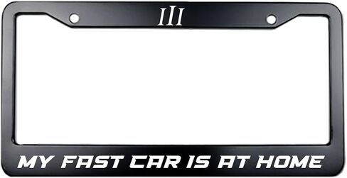 إطار لوحة ترخيص My Fast Car is at Home - ملحق سيارة مضحك بحروف مرتفعة باللون الأسود - حامل لوحة أمامي أو خلفي قياسي مقاس 12 × 6 بوصة in Saudi Arabia