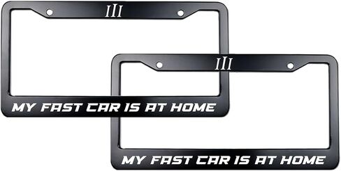إطار لوحة ترخيص My Fast Car is at Home - ملحق سيارة مضحك بحروف مرتفعة باللون الأسود - حامل لوحة أمامي أو خلفي قياسي مقاس 12 × 6 بوصة in Saudi Arabia