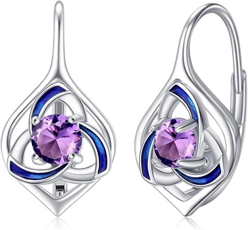 Celtic Earrings 925 Sterling Silver Moonstone Dangle Drop Hoop Earrings Trinity Knot Leverback Earrings Irish Jewelry Christmas Gifts for Women Girls Hypoallergenic in Kuwait