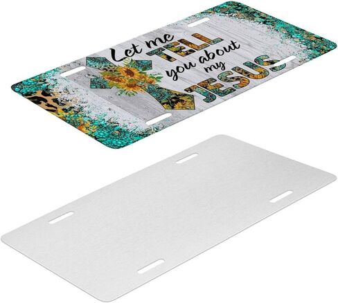 Blessed Sunflower License Plate for Women – Turquoise Teal Leopard Rustic Floral Car Tag – Cute Western Cowgirl Aesthetic Decorative Front Plate for Truck SUV in Saudi Arabia