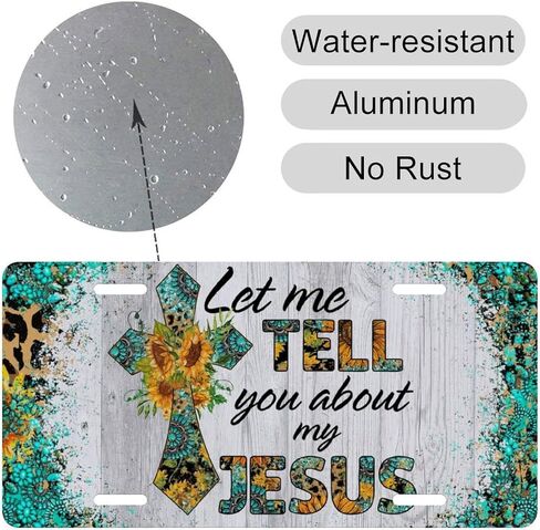 Blessed Sunflower License Plate for Women – Turquoise Teal Leopard Rustic Floral Car Tag – Cute Western Cowgirl Aesthetic Decorative Front Plate for Truck SUV in Saudi Arabia