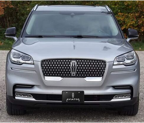 iPick Image for Lincoln Aviator 3D Logo on Front Grill Pattern Black Acrylic License Plate - Official Licensed in Saudi Arabia
