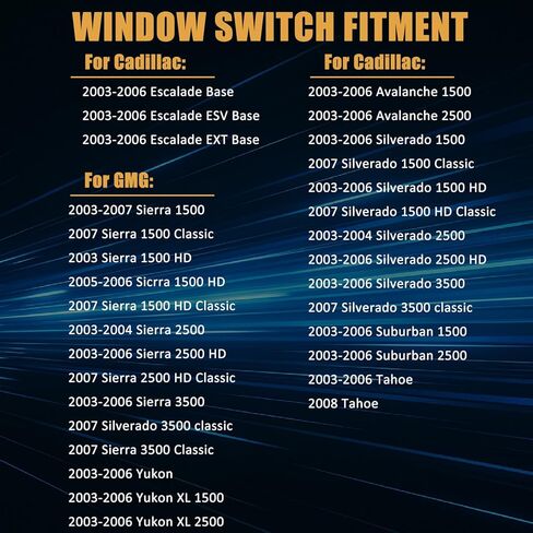 15883323 مفتاح التحكم في نافذة باب السائق الأمامي متوافق مع 2003-2007 شيفروليه أفالانش سيلفرادو سوبربان تاهو كاديلاك إسكاليد جي إم سي سييرا، استبدال # DWS-220 in Saudi Arabia