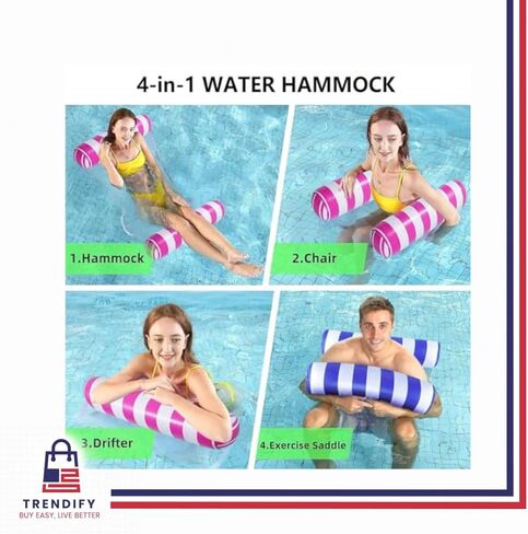 2-Pack Multi-Purpose Inflatable Pool Hammock - Saddle, Lounge Chair, Drifter; Water Hammock Lounge in Light Blue, Navy Blue in Saudi Arabia