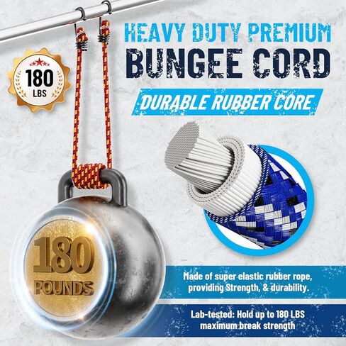 to Be Hero 86-Piece Bungee Cords Set, Heavy Duty Elastic Straps with Rust-Proof Hooks, Color-Coded (10"-48"), UV Resistant for Camping, RV, Trailer in Saudi Arabia
