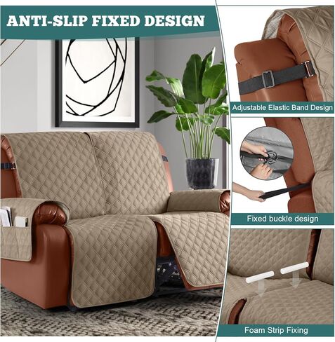 غطاء كرسي مقاوم للماء من Ruaozz، غطاء مقعد كرسي غير قابل للانزلاق لكرسي كرسي قابل للغسل، مع أشرطة مطاطية للأطفال والكلاب، كاكي، 23 بوصة in Kuwait