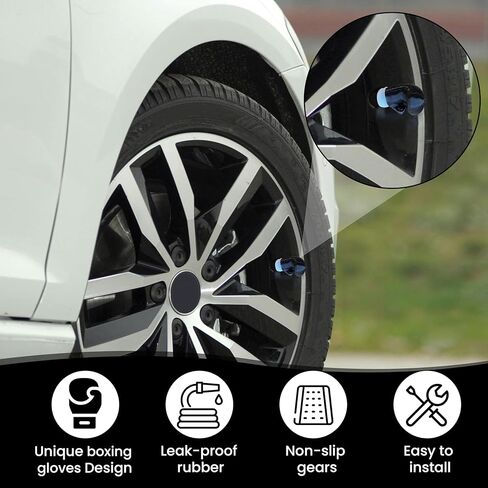 Boxing Glove Tire Valve Stem Caps – Fun Car Accessory Gift for Sports Lovers | Universal Schrader Fit | Gift for Boxing Fans (Blue) in Saudi Arabia