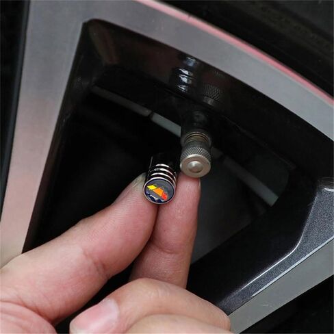 أغطية جذعية صمام الإطارات لدودج، أغطية جذعية للإطارات ذات خطوط بيضاء معدنية للسيارات والشاحنات والشاحنات وسيارات الدفع الرباعي والدراجات، 4 عبوات من أغطية ساق صمام السيارة وغطاء هوائي للإطارات مناسب لدودج in Kuwait