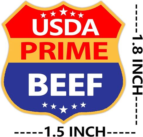 ملصقات طعام لحم البقر من USDA Prime، مقاس 1.8 × 1.5 بوصة، درجة ملصقات USDA Prime لمتاجر بقالة طعام البقر، 500 قطعة لكل لفة (Prime) in Saudi Arabia