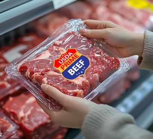 ملصقات طعام لحم البقر من USDA Prime، مقاس 1.8 × 1.5 بوصة، درجة ملصقات USDA Prime لمتاجر بقالة طعام البقر، 500 قطعة لكل لفة (Prime) in Saudi Arabia