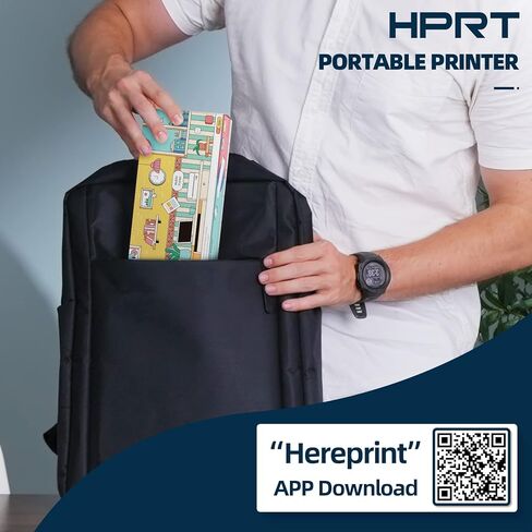 طابعة HPRT لاسلكية محمولة - طابعة حرارية بلوتوث للسفر والمكتب المحمول والمدرسة والمنزل متوافقة مع iOS Android (متجددة) (أسود) in Saudi Arabia
