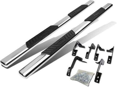 Auto Dynasty Oval Tubing Running Boards Compatible with 2009-2020 Dodge Ram 1500 2500 3500 Crew Cab 4-Dr, Stainless Steel Side Steps Nerf Bar, 5" Step Bars, Black Powdercoated in Saudi Arabia