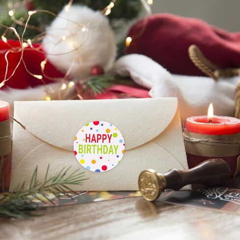 120 قطعة من ملصقات عيد ميلاد سعيد للبالغين - ملصق عيد ميلاد سعيد ملون ذاتي اللصق مقاس 5 سم لبطاقات الهدايا، وختم المغلف، وتزيين خلفية الحفلة in Saudi Arabia
