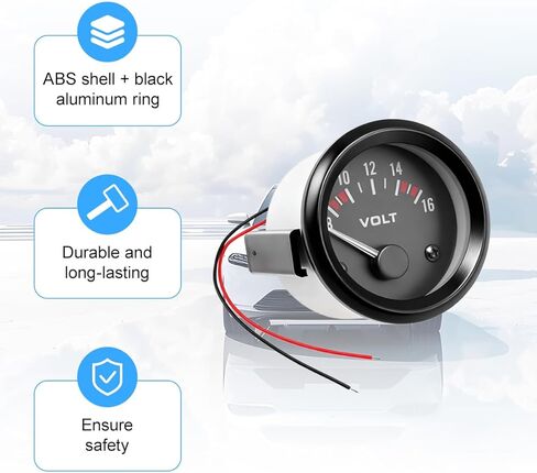 2 بوصة 52 مم DC12V مقياس جهد السيارة، مؤشر 8-16 فولت LED مقياس الفولتميتر للسيارة الكهربائية، استبدال عداد فولت الطاقة للسيارات، عالمي لشاحنة سيارات الدفع الرباعي in Saudi Arabia