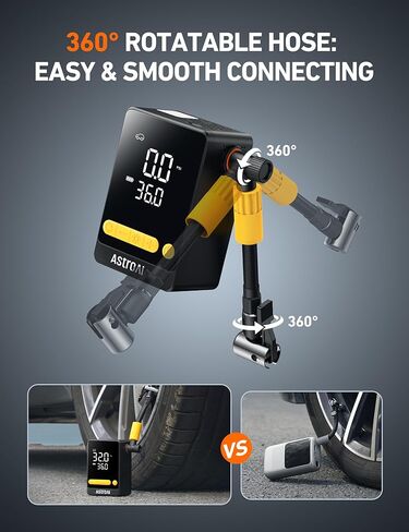 منفاخ إطارات صغير من AstroAI L10، ضاغط هواء محمول، مضخة هواء 150 رطل لكل بوصة مربعة لإطارات السيارات مع مقياس الضغط الرقمي، مضخة إطارات الدراجة مع ضوء LED، منفاخ إطارات محمول للسيارات والدراجات والدراجات النارية والكرات in Saudi Arabia