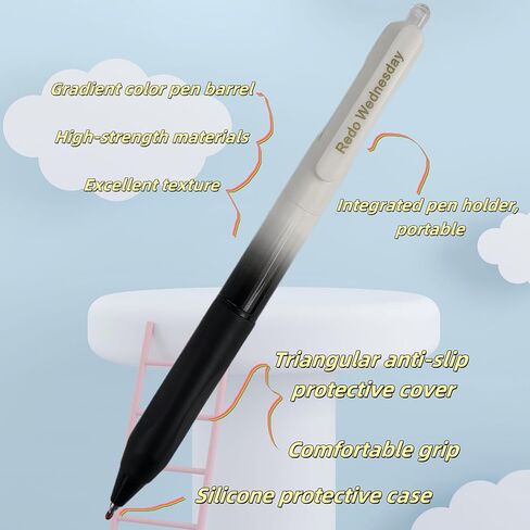 RW01P6, Gel Ink Rollerball Pens, 6 Pack, Black Ink, Ultra Fine, 0.5mm, Writting Smooth, Gradient Color (Black RW01P6) in Saudi Arabia