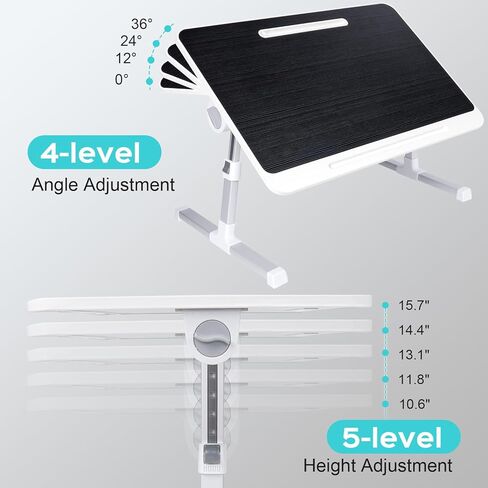 Laptop Desk for Bed, Adjustable Laptop Table with 5 Height Levels, Foldable and Portable Bed Tray Table for Sofa Office Floor, 23.6 x 15.7 Inch in Saudi Arabia