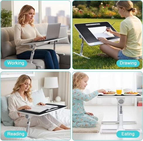 Laptop Desk for Bed, Adjustable Laptop Table with 5 Height Levels, Foldable and Portable Bed Tray Table for Sofa Office Floor, 23.6 x 15.7 Inch in Saudi Arabia